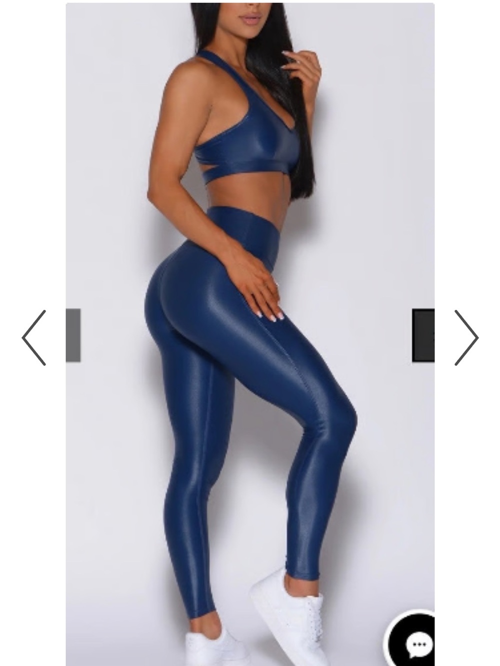 Bombshell Sportswear Navy Shiny Leggings S and Sports Bra M NWT